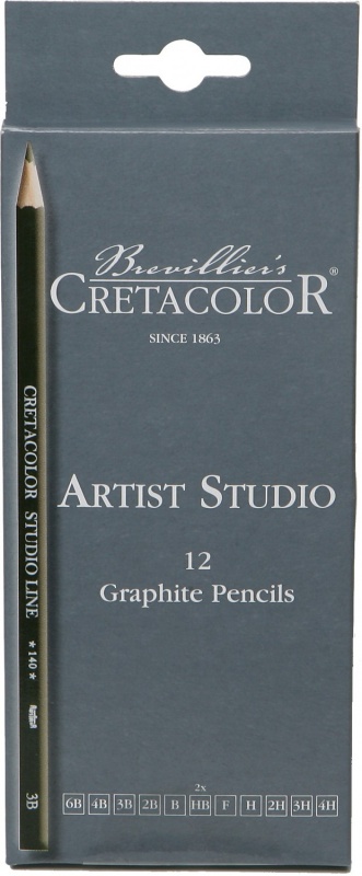 картинка Набор чернографитных карандашей ARTIST STUDIO 6B-4H 12шт., картонная коробка