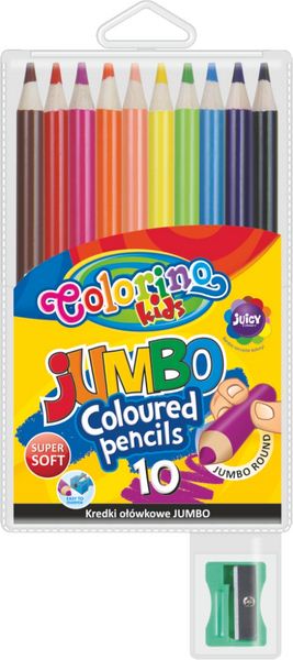 картинка Набор цветных карандашей трехгранных COLORINO JUMBO 10шт+точилка, пластиковая уп-ка