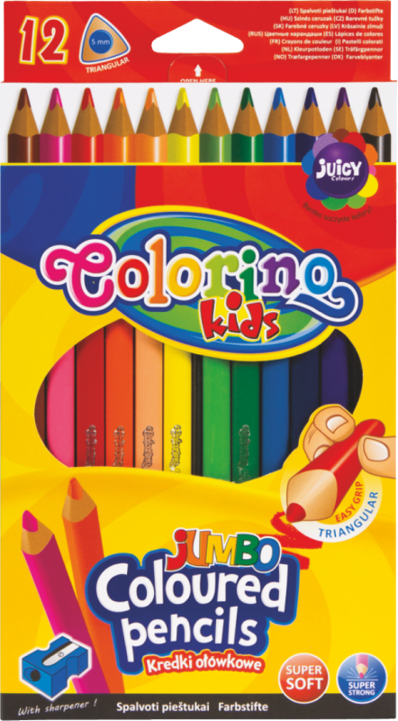 картинка Набор треугольных цветных карандашей COLORINO JUMBO, 12цв