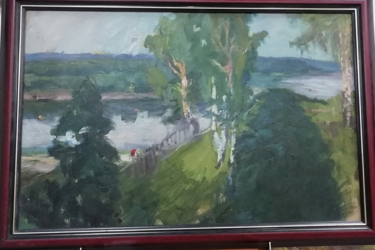 картинка Пославская "Березки около реки" к,м, 48,3*38,5