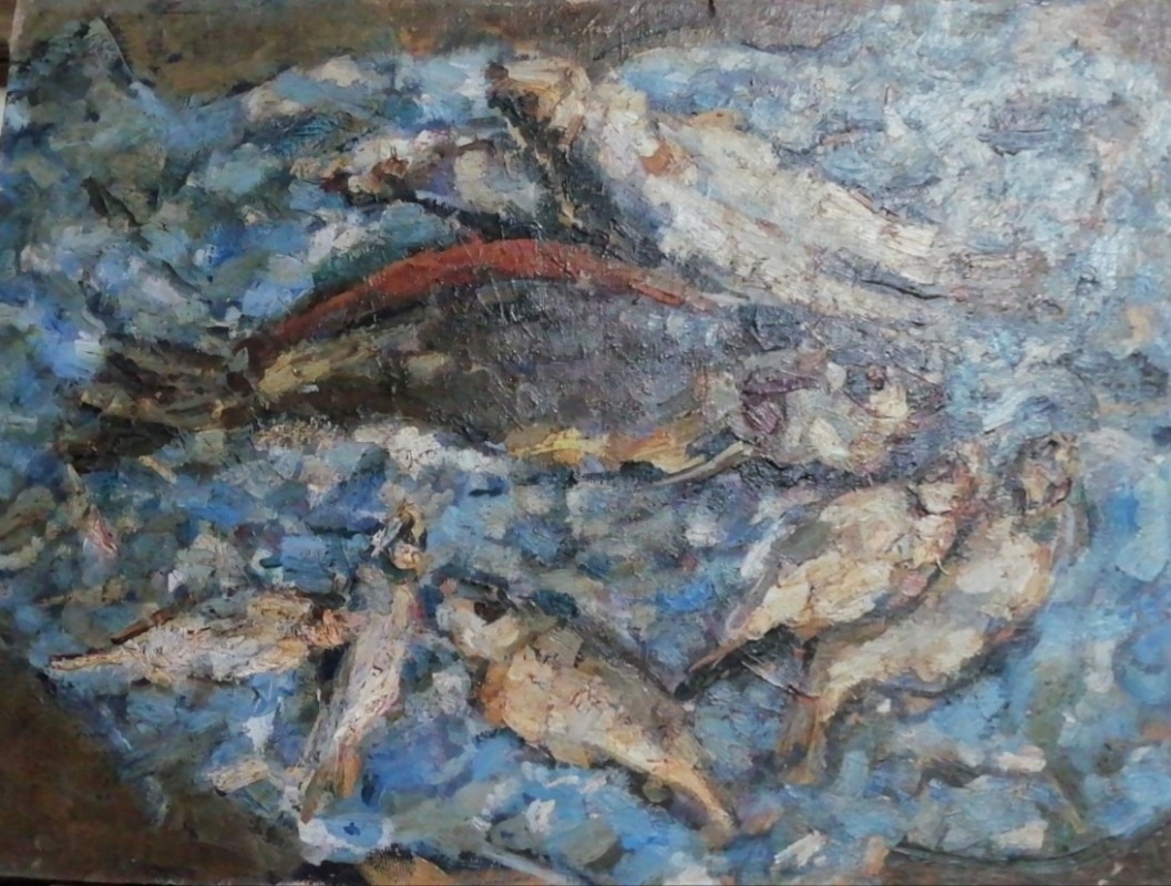 картинка Гладкова "Натюрморт с рыбами" х.м, 50*70, 1991г