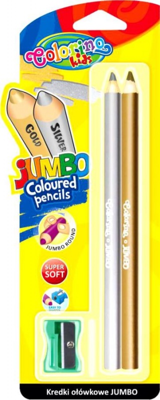 картинка Круглые  карандаши золото+серебро COLORINO JUMBO, блистер