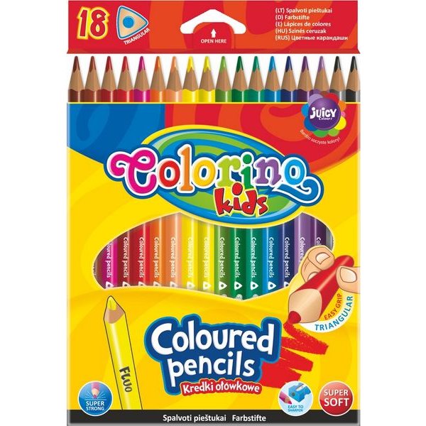 картинка Набор цветных карандашей трехгранных COLORINO JUMBO 18шт., картонная уп-ка