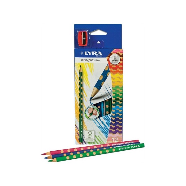 картинка LYRA GROOVE SLIM 12 цв. цветные карандаши с эргономическим захватом по всей длине