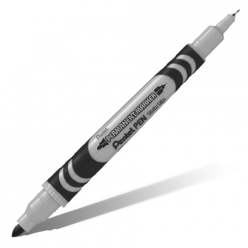 картинка Маркер перманентный для CD/DVD двухсторонний Pen Twin Tip, черный, 0,6/3,5 мм