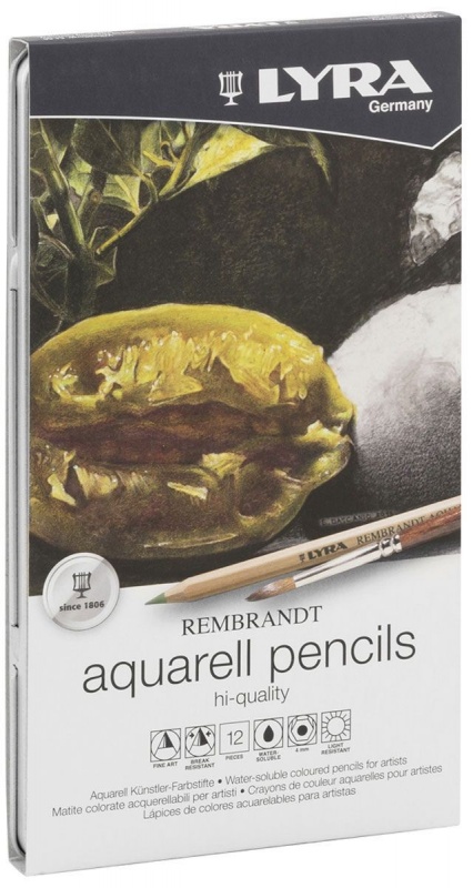 картинка REMBRANDT AQUARELL художественные акварельные карандаши 12цв, в металл коробке