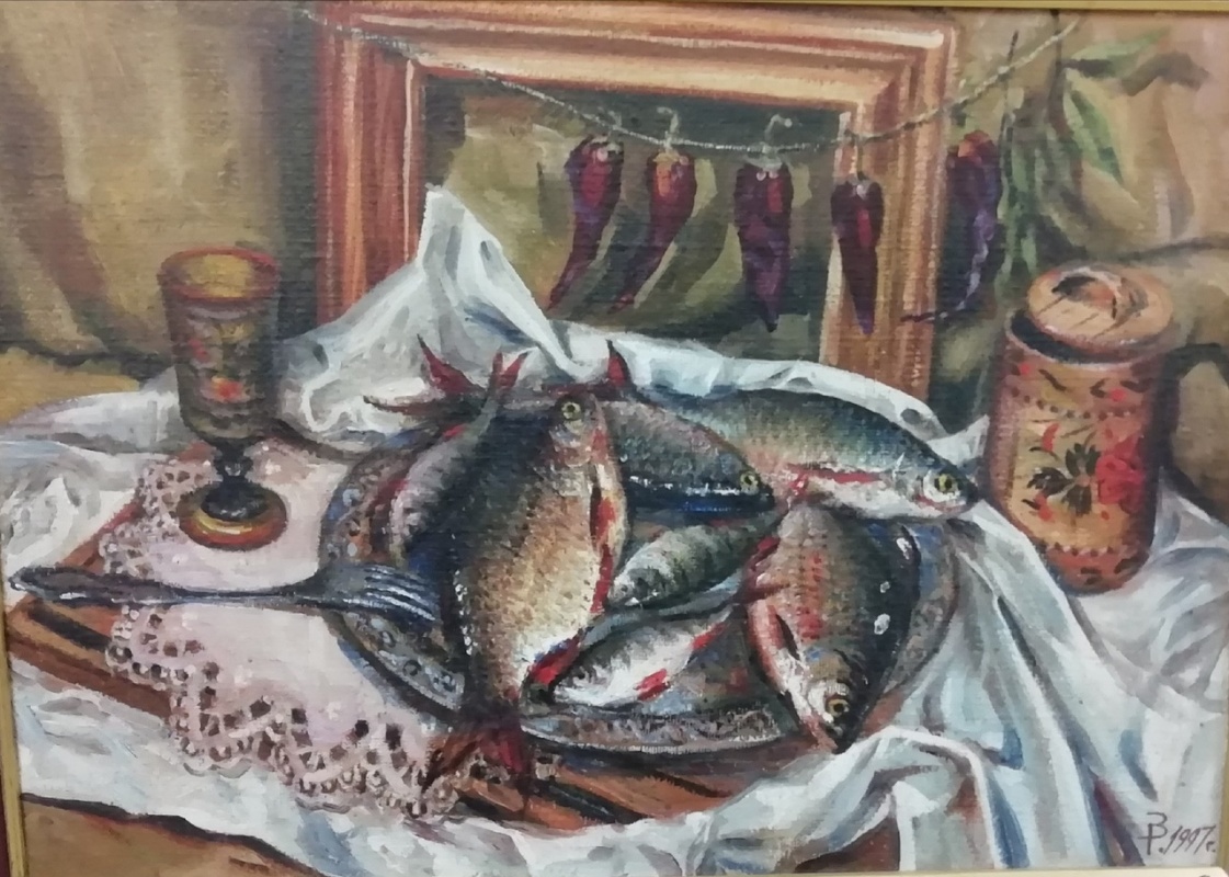 картинка Зиннатулин Р.Х " Речная рыба " х.м. 47*66, 1997 г