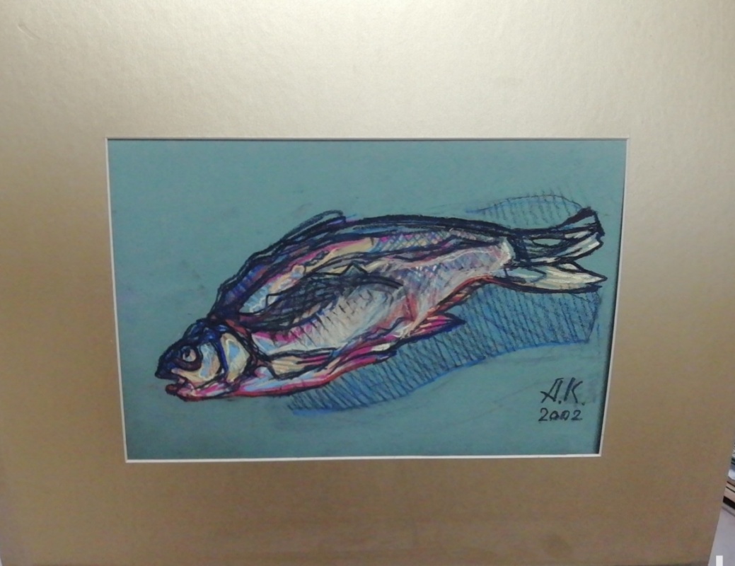 картинка А. Козинцев "Рыба" бум/пастель. 26*39, 2002г