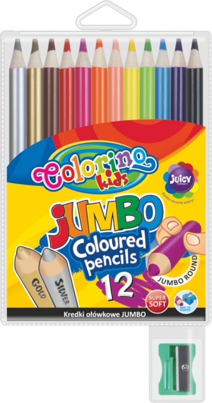 картинка Набор цветных карандашей трехгранных COLORINO JUMBO 12шт+точилка, пластиковая уп-ка