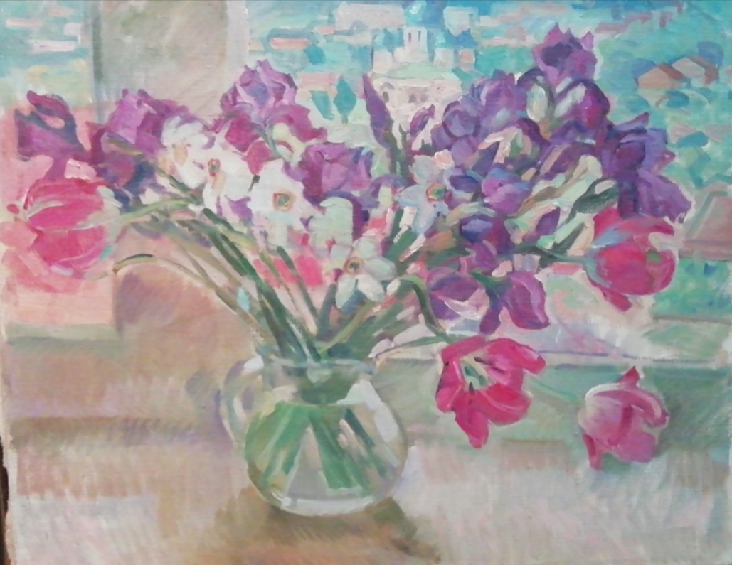 картинка Валькова Л.Ю."Тюльпаны" х.м. 50*60, 2001г