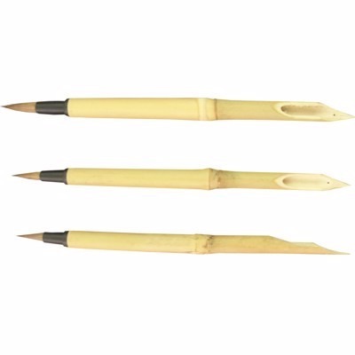 картинка Набор из 3 двухсоронних бамбуковых ручек:кисть волос пони/ручка бамбук, Хоббитания