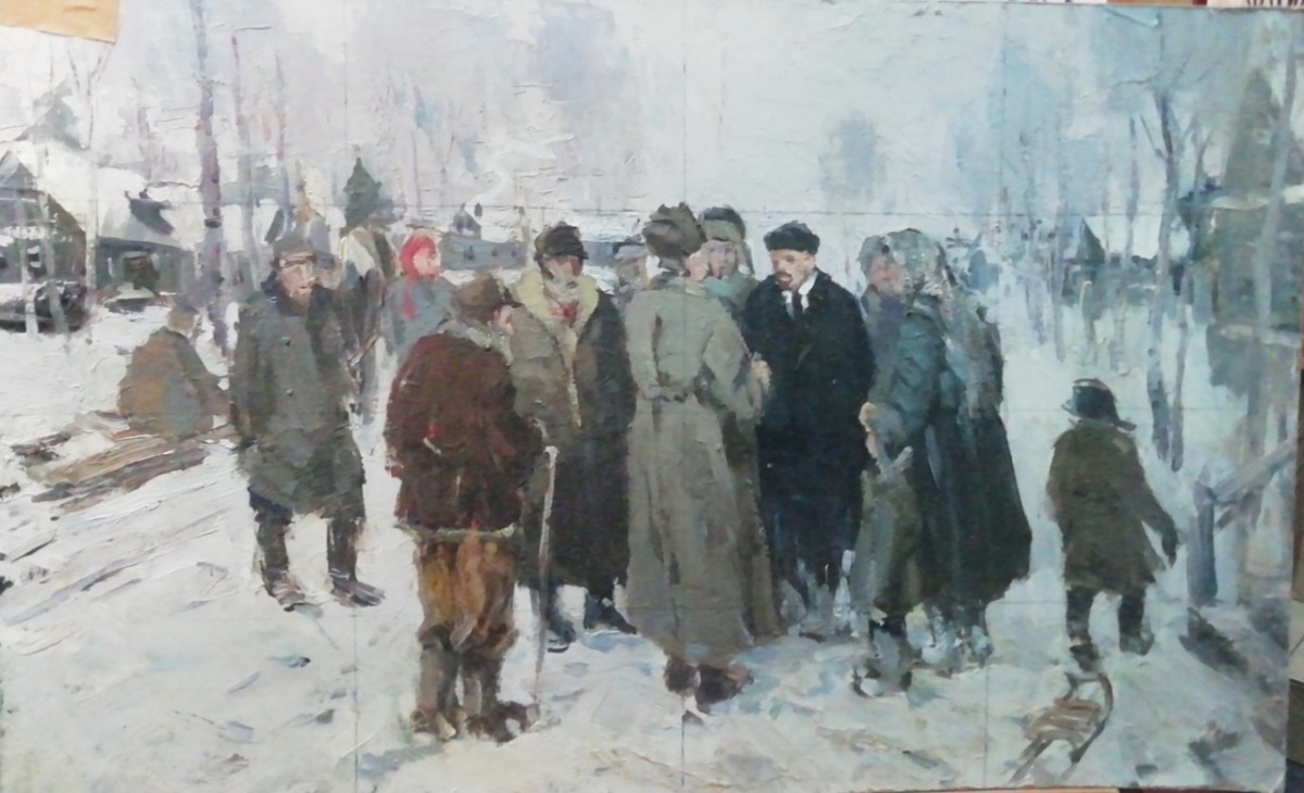 картинка Шагин Б.П. "эскиз" Ленин среди крестьян" к.м. 39*62, 1973г
