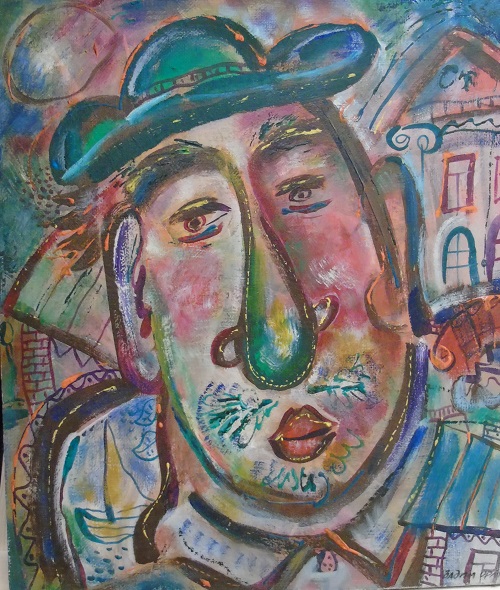 картинка В.Орлов "Портрет в зеленой шляпе" х.м.  38*45