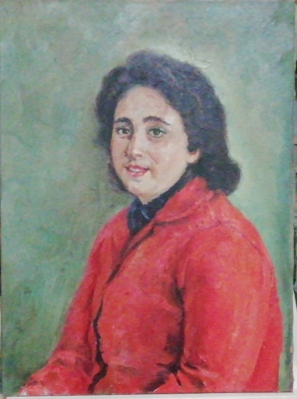 картинка Баканов К.Г. "Женский портрет в красном пиджаке" х.м, 48,5*65