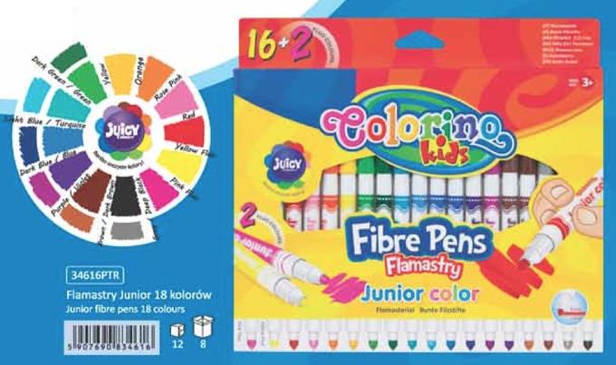 картинка Фломастеры "Colorino Junior" 16 цветов + 2 флюресцентных цвета