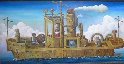 картинка В.Орлов "Веселый корабль"  х.м.  60 *120, 2002г