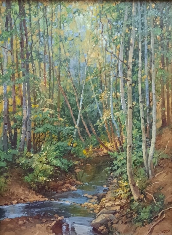 картинка Ротанин А.Б. "Ручей в лесу", х/м 30*45