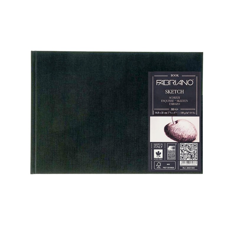 картинка Блокнот для эскизов Fabriano в твердой обложке А5 80л(горизонтальный)