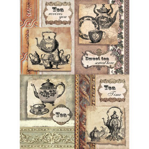 картинка Рисовая бумага для декупажа "Craft Premier", A3, 25г/м, "Чайный сервиз"