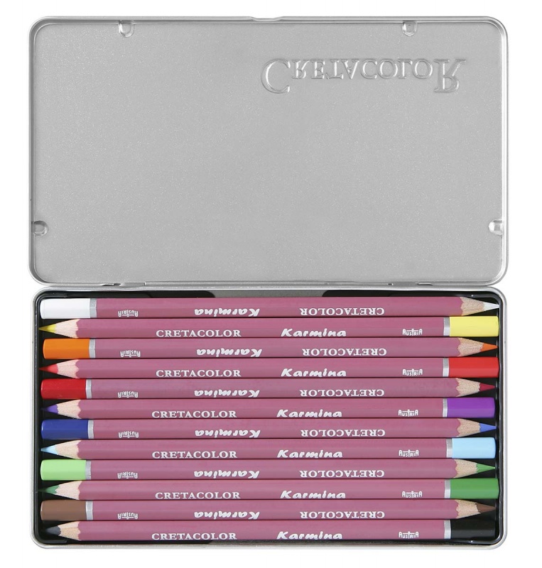 картинка Набор цветных карандашей Karmina 12цв, металлическая коробка