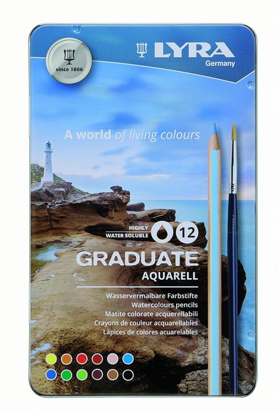 картинка LYRA GRADUATE AQUARELL акварельные цветные карандаши, 12цв, метал, коробка