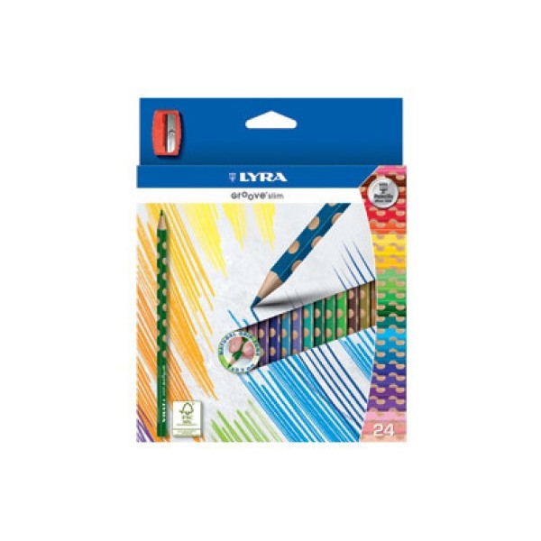 картинка LYRA GROOVE SLIM 24 цв. цветные карандаши с эргономическим захватом по всей длине