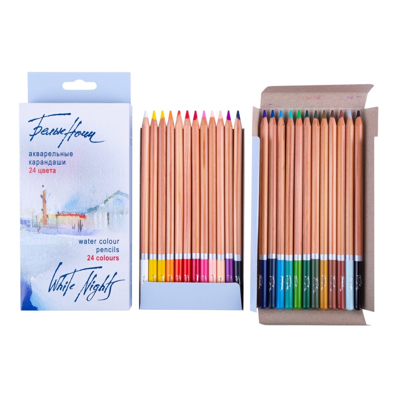 картинка Набор акварельных карандашей, 24 цвета в картонной коробке "Белые Ночи"