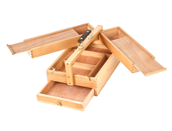 картинка Ящик деревянный (вяз) с ячейками и пеналом для кистей размер 23,5х36,5х15,4 см, Хоббитания