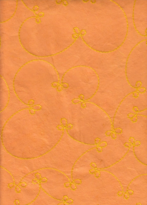 картинка Бумага ручной  работы с вышивкой 50 * 70 оранжевая