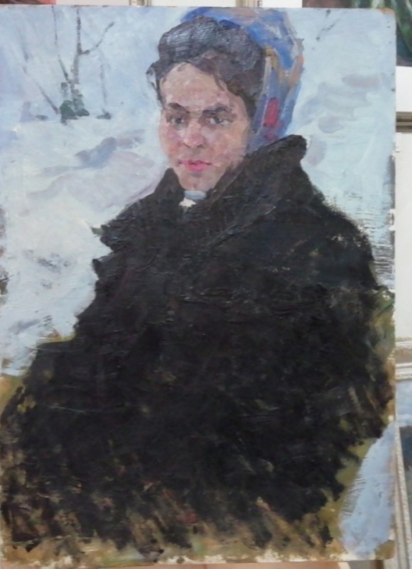 картинка Шагин Б.П. "Женсий портрет" х.м. 70*50, 1960г