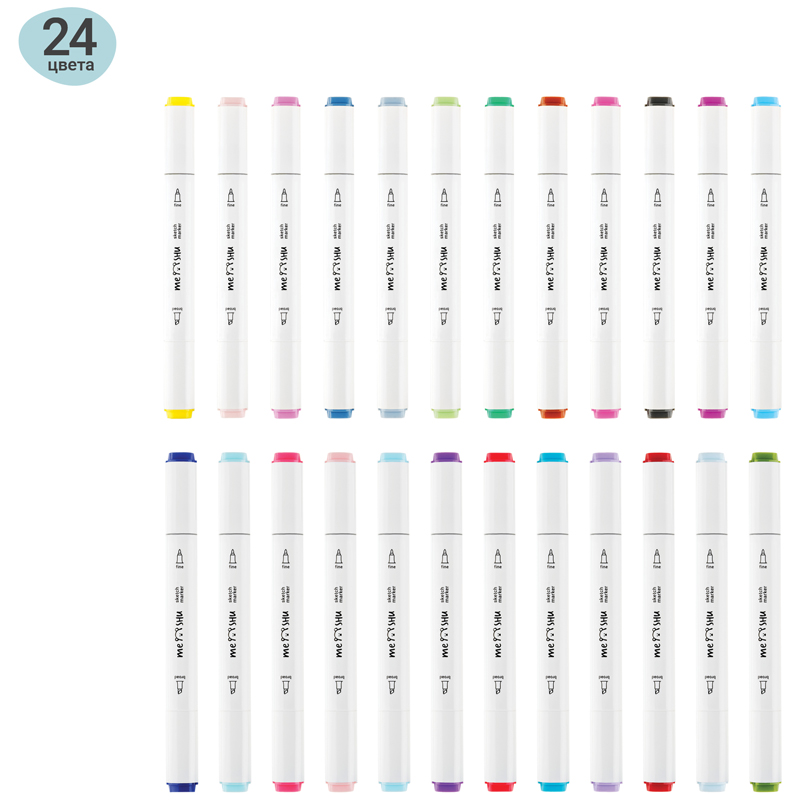 картинка Набор маркеров для скетчинга MESHU 24цв., основные цвета