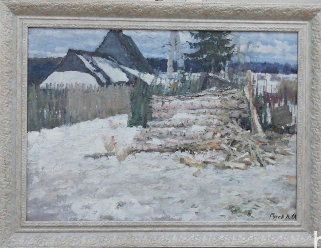 картинка Гусев Л.А. " Зимний пейзаж" х.м. 50*70 ,1960