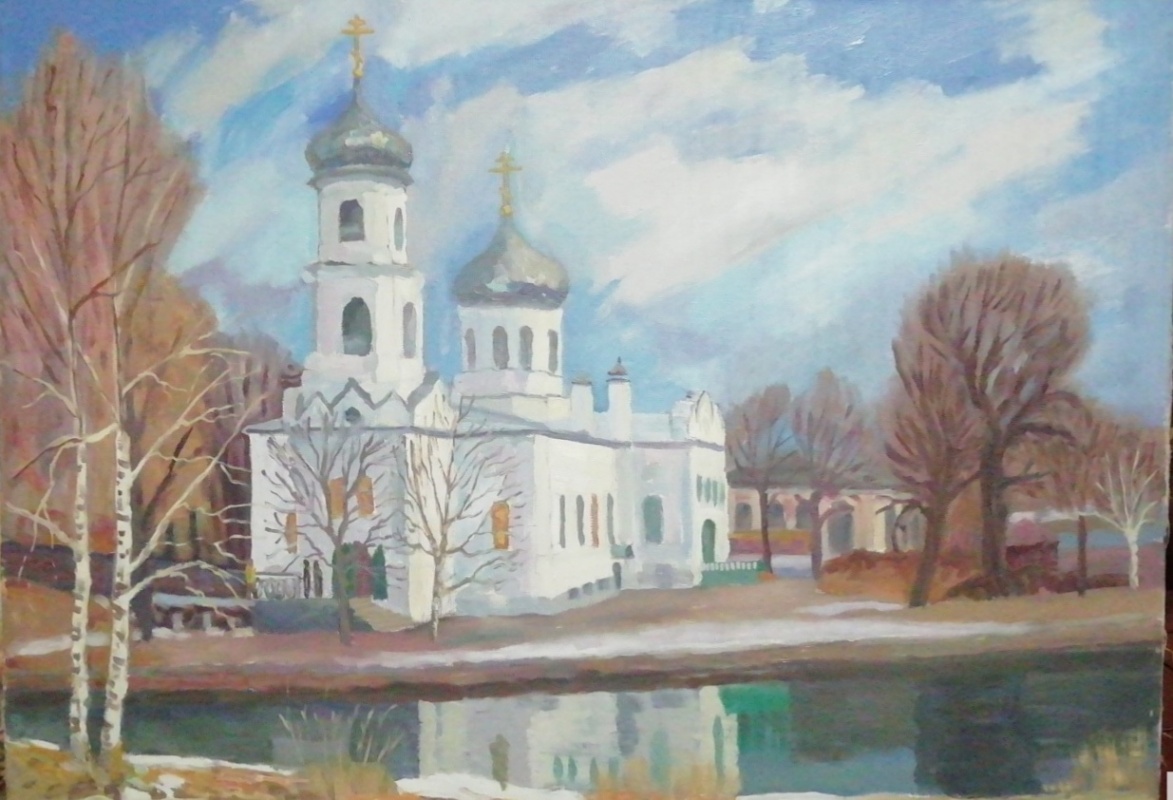 картинка Маскаев "Храм в г. Вышний Волочек" х.м .50*70, 2002