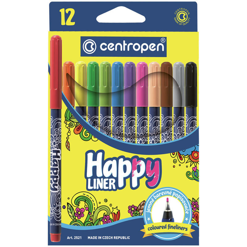 картинка Набор капиллярных ручек Centropen "Happy Liner" 12цв., 0,3мм, европодвес