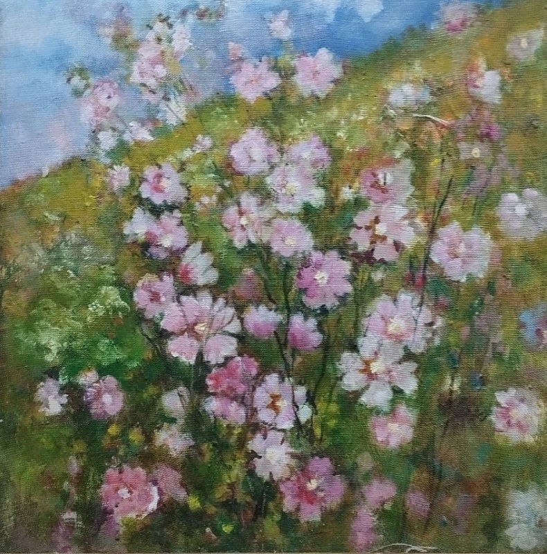 картинка Маркушина В.М."Алтей цветет на косогоре", 40*40, х.м.