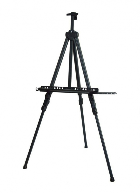 картинка Мольберт "Тренога" Алюминиевый, цвет черный, max высота холста 140 см, Хоббитания