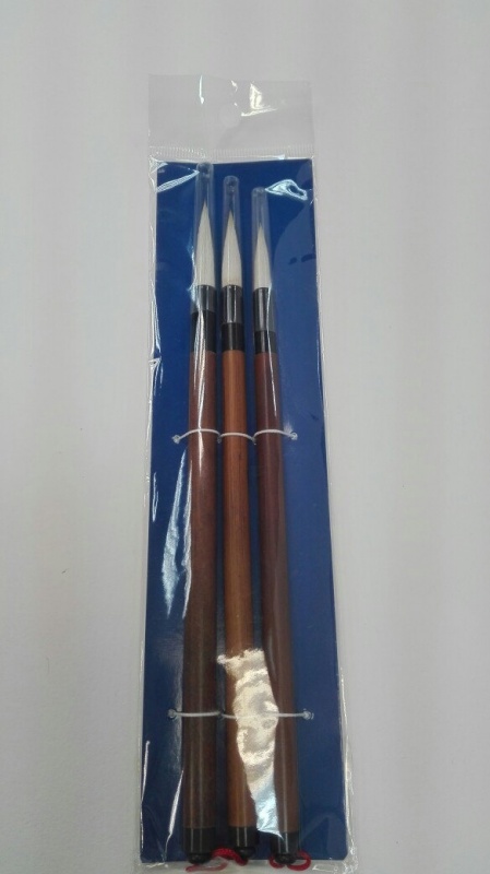 картинка Набор из 3 кистей НВ220, волос смешанный, ручка бамбуковая, упак. картонная подложка, Хоббитания