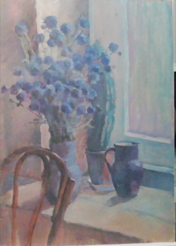 картинка Милавина М.Ю. "Синий натюрморт", к.м, 69*50,5, 1991г