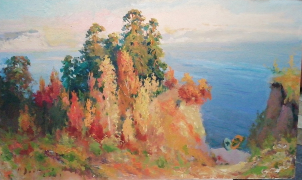 картинка Дрожжин А.И. "Осень на Волге"  к.м.52 * 86,5 2001
