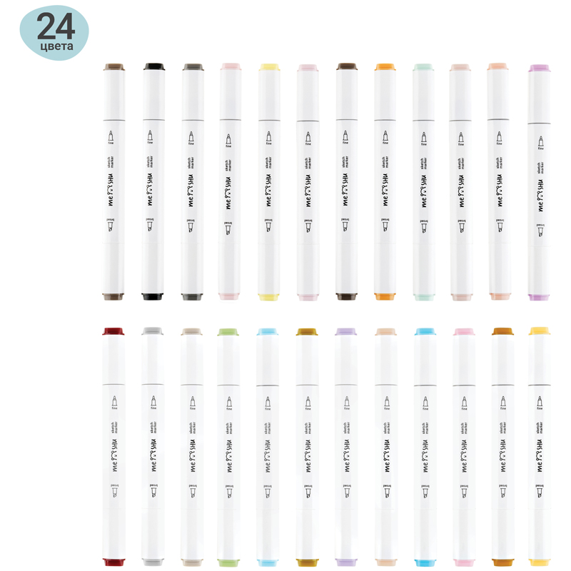 картинка Набор маркеров для скетчинга MESHU 24цв., пастельные цвета