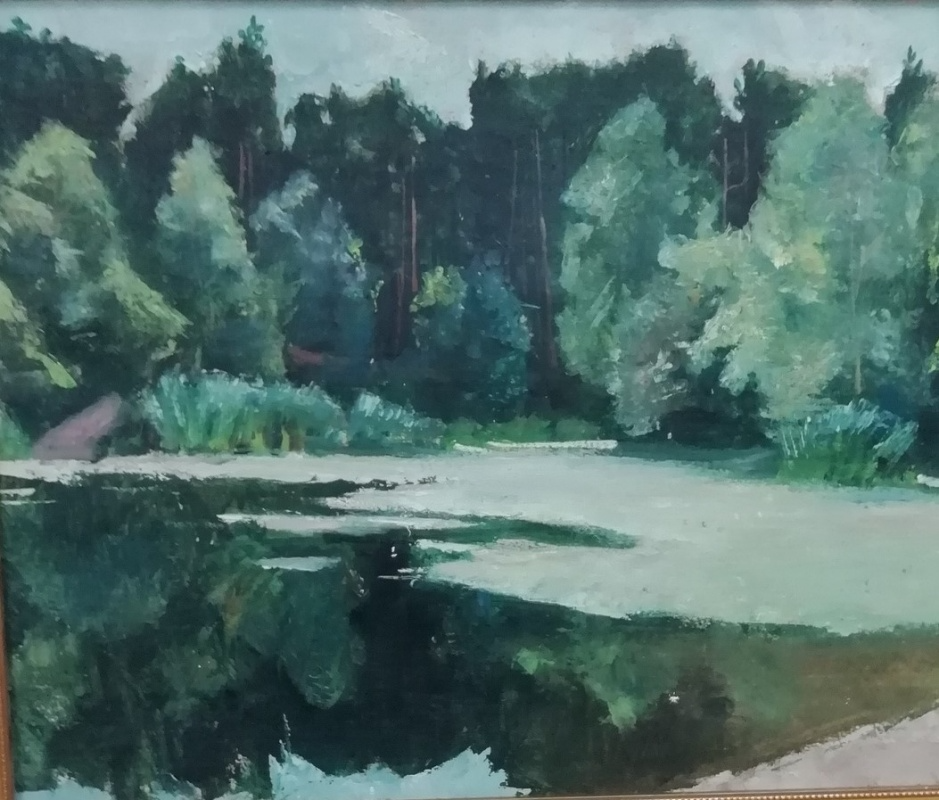 картинка Пустошкин "У озера", к.м, 48*39, 1991г
