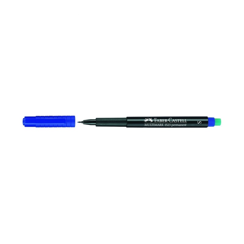 картинка Faber-Castell Капиллярная ручка  MULTIMARK, перманентная, 0,4 мм, цвет-голубой в картонной коробке