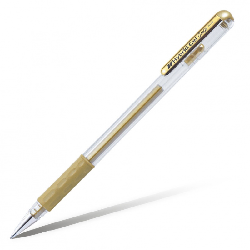 картинка Гелевая ручка Hybrid Roller, золотой стержень, 0,8мм
