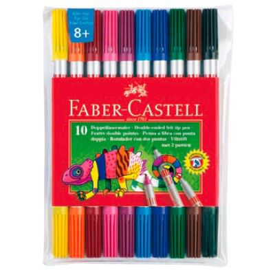 картинка Faber-Castell Фломастеры двусторонние в футляре, набор цветов, 10 шт.