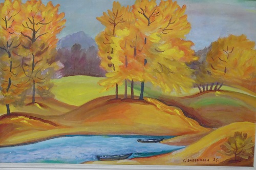 картинка Бабенкова О.Е. "  Осенний пейзаж " х.м.  75 * 50 , 1983 г.