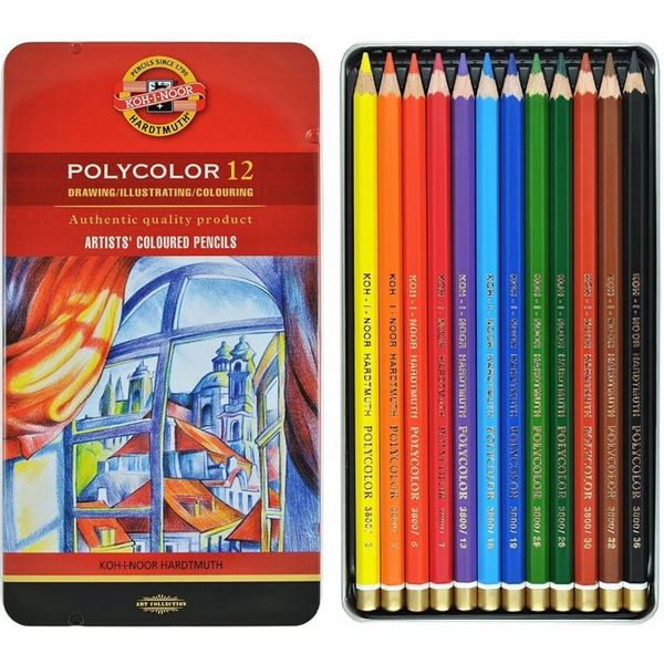 картинка Набор цветных карандашей PolyColor 12шт, металлическая уп-ка