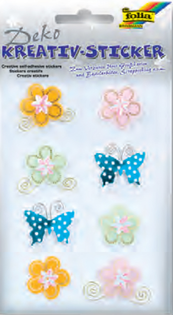 картинка Набор 3Д самокл. стикеров FOLIA "Цветы и бабочки"