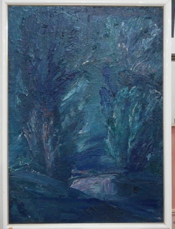 картинка Батаршин Р.А. "Синий пейзаж" х,м,70*50,19983г