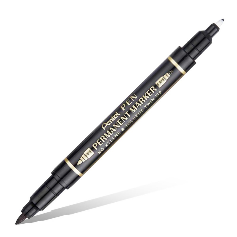 картинка Маркер перманентный двухсторонний Pen Twin Tip New, черный, 0,3-0,6/0,8-1,2 мм