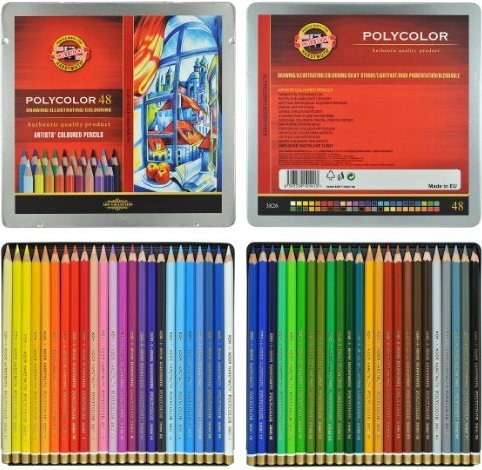 картинка Набор цветных карандашей PolyColor 48шт, металлическая уп-ка